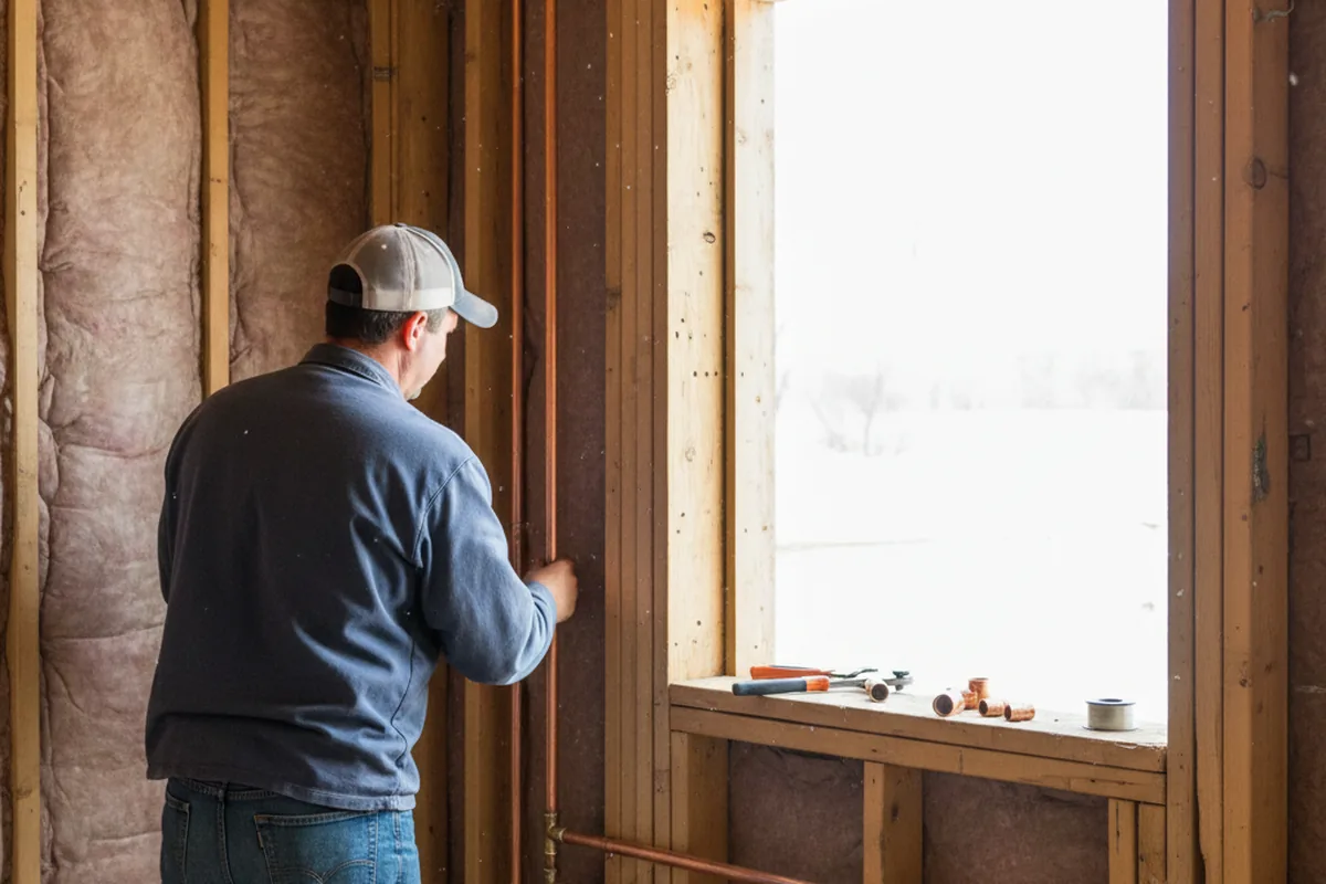 Licensed plumber running new copper supply lines in a Martinsburg home